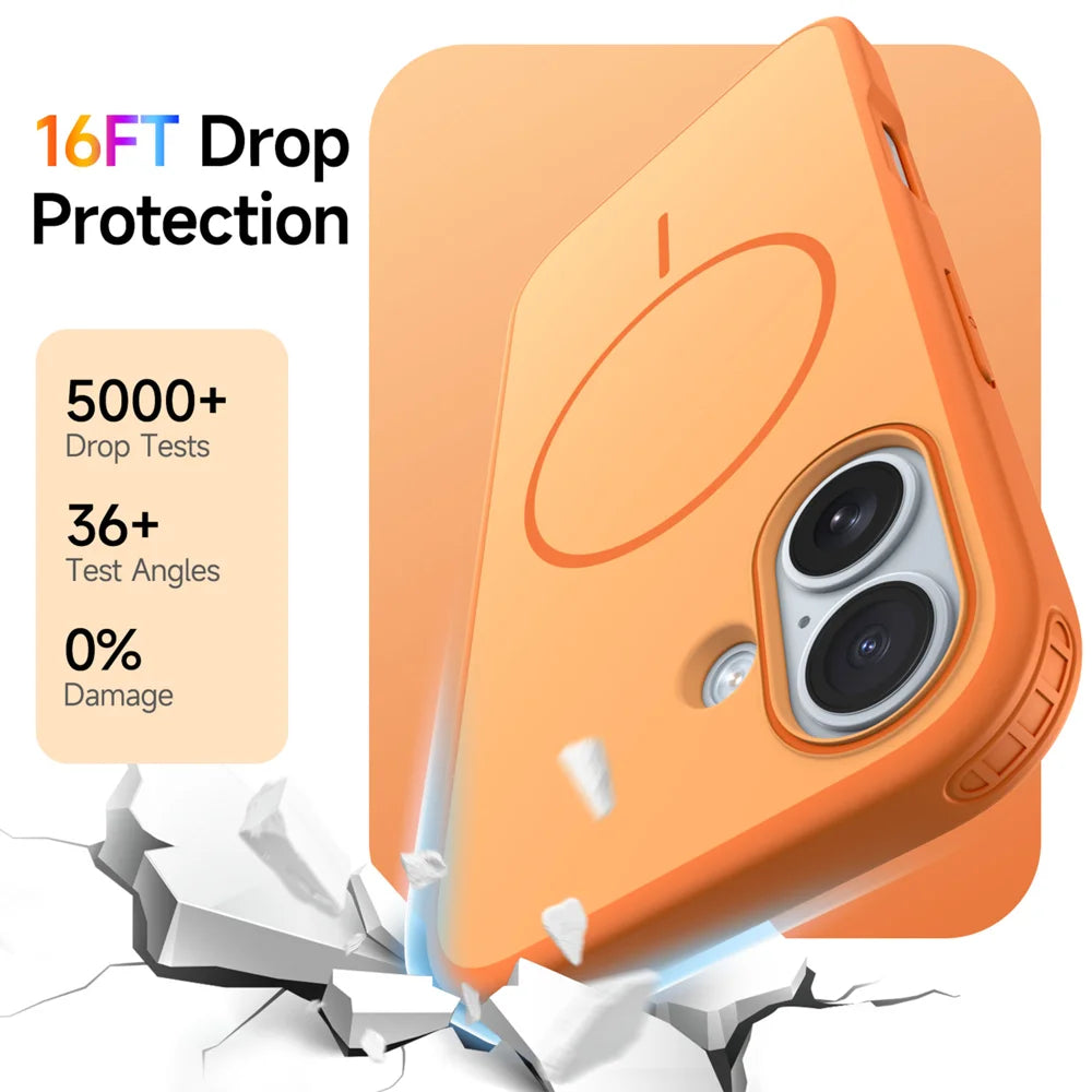 For iPhone 17 Magnetic Case Skin Touch PC + TPU Anti-Drop Phone Cover - Orange - 7