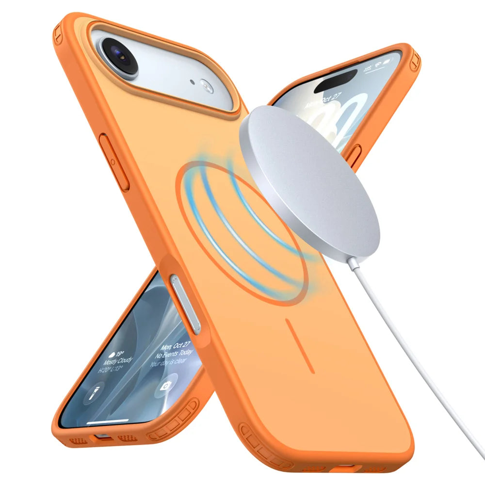 For iPhone Air Magnetic Case Skin Touch PC + TPU Anti-Drop Phone Cover - Orange - 3