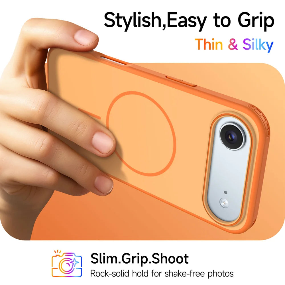 For iPhone Air Magnetic Case Skin Touch PC + TPU Anti-Drop Phone Cover - Orange - 4