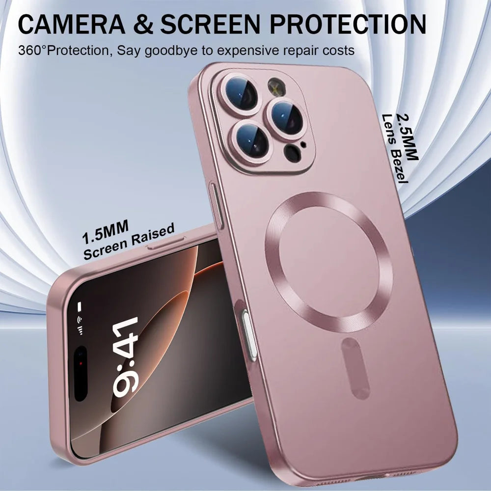 For iPhone 16 Pro Case Compatible with MagSafe Ultra Thin TPU Phone Cover with Lens Protection - Pink - 4
