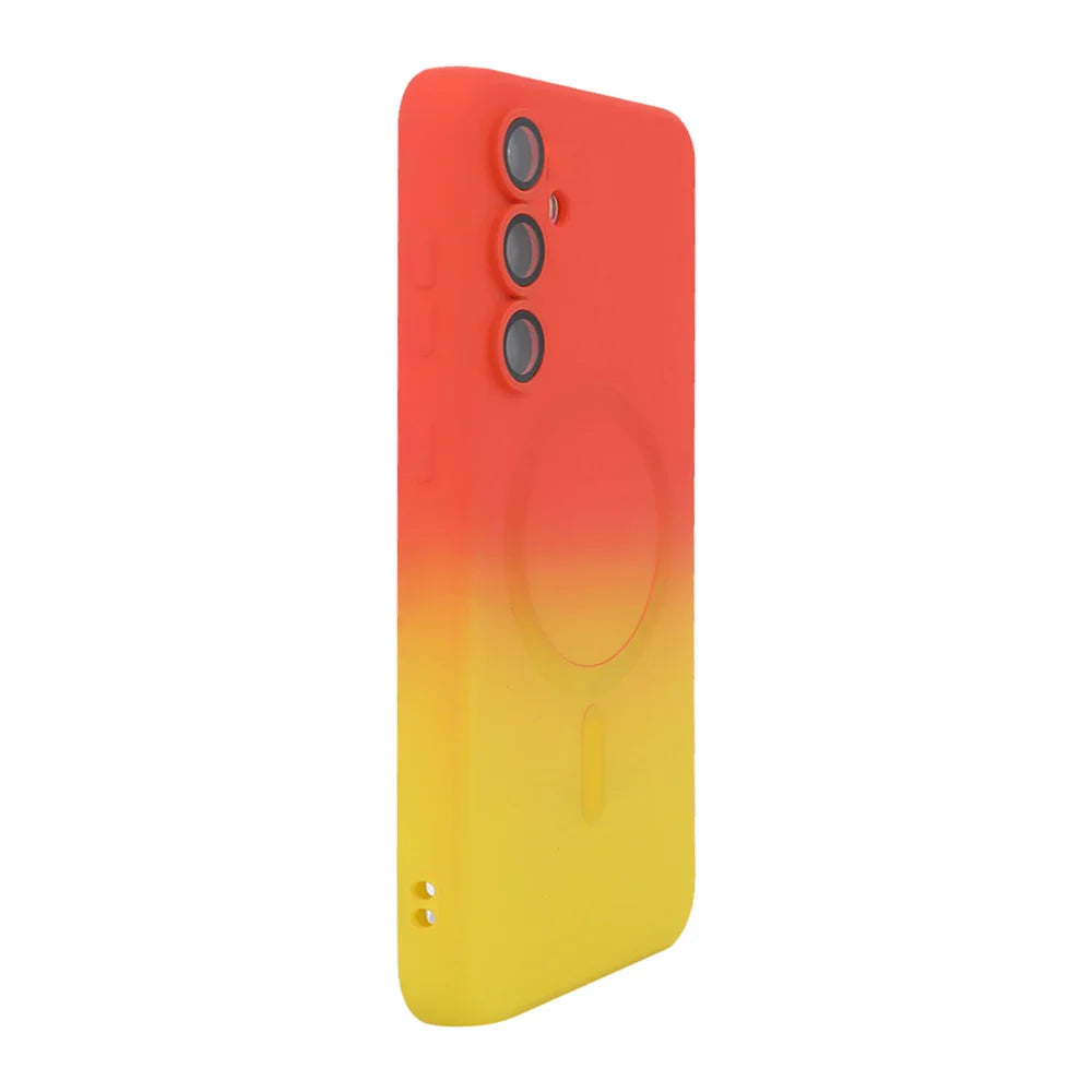 ENKAY HAT PRINCE For Samsung Galaxy A57 5G Silicone Magnetic Case   Gradient Color Cover - Orange+Yellow - 1