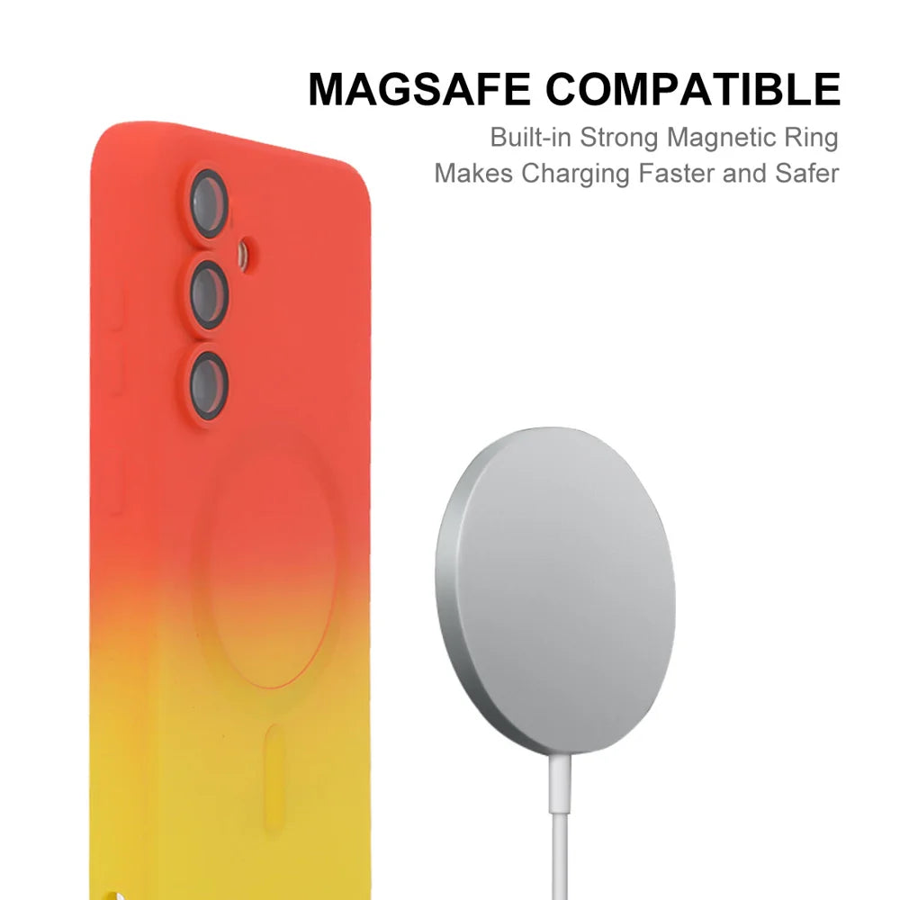 ENKAY HAT PRINCE For Samsung Galaxy A57 5G Silicone Magnetic Case   Gradient Color Cover - Orange+Yellow - 2