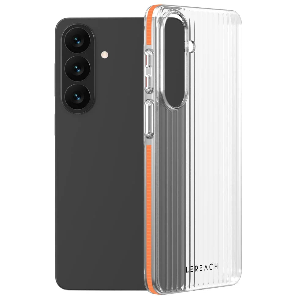 LEREACH TOC Series for Samsung Galaxy S26 Case Flowing Grid PC Phone Cover - Orange - 1