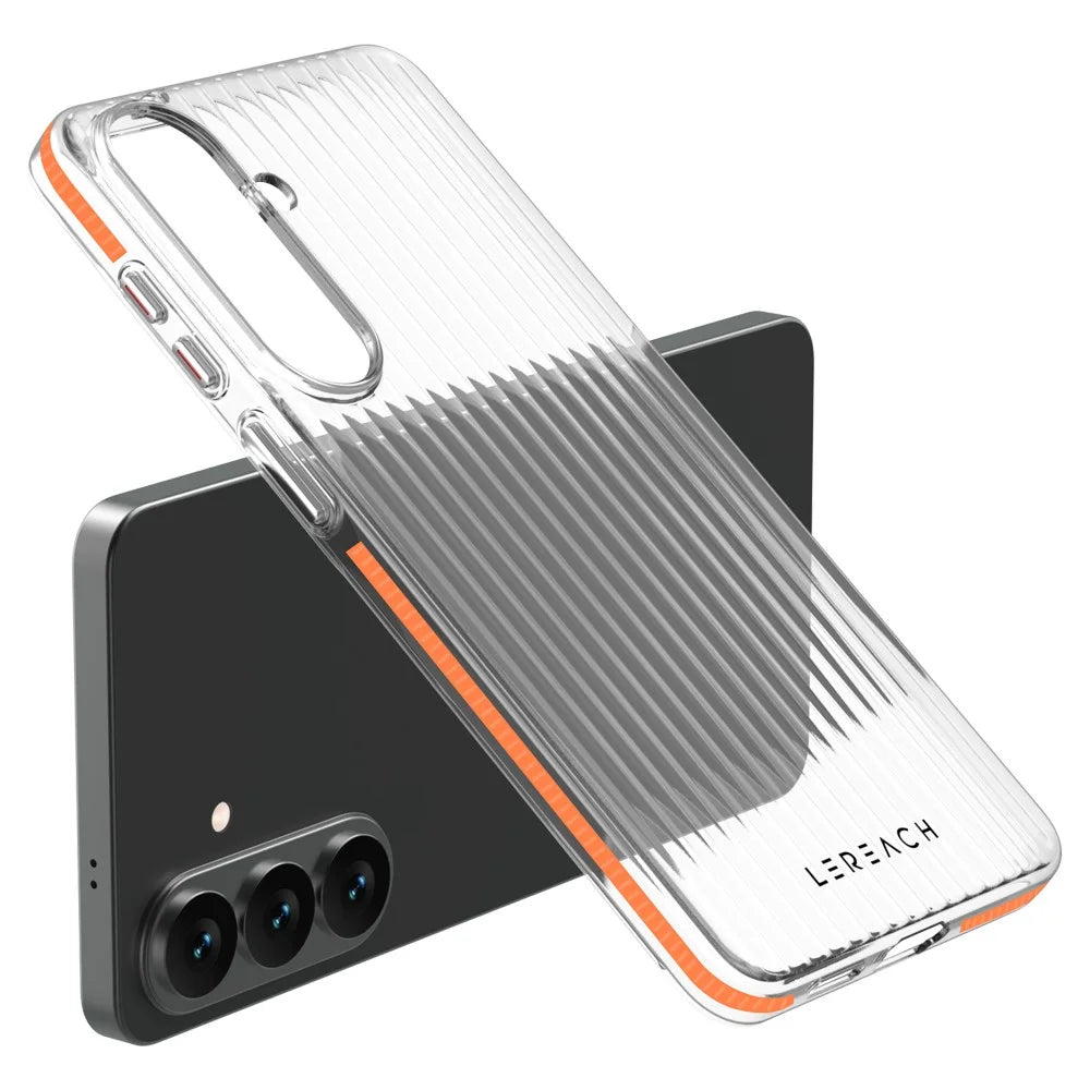 LEREACH TOC Series for Samsung Galaxy S26+ Case Flowing Grid PC Phone Cover - Orange - 5