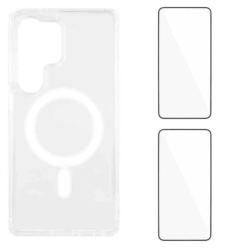 WANLONFENG For Samsung Galaxy S26 Ultra Clear Case  LM1 Series Magnetic Case with 2Pcs Screen Films (Big Lens Hole) - Transparent - 1