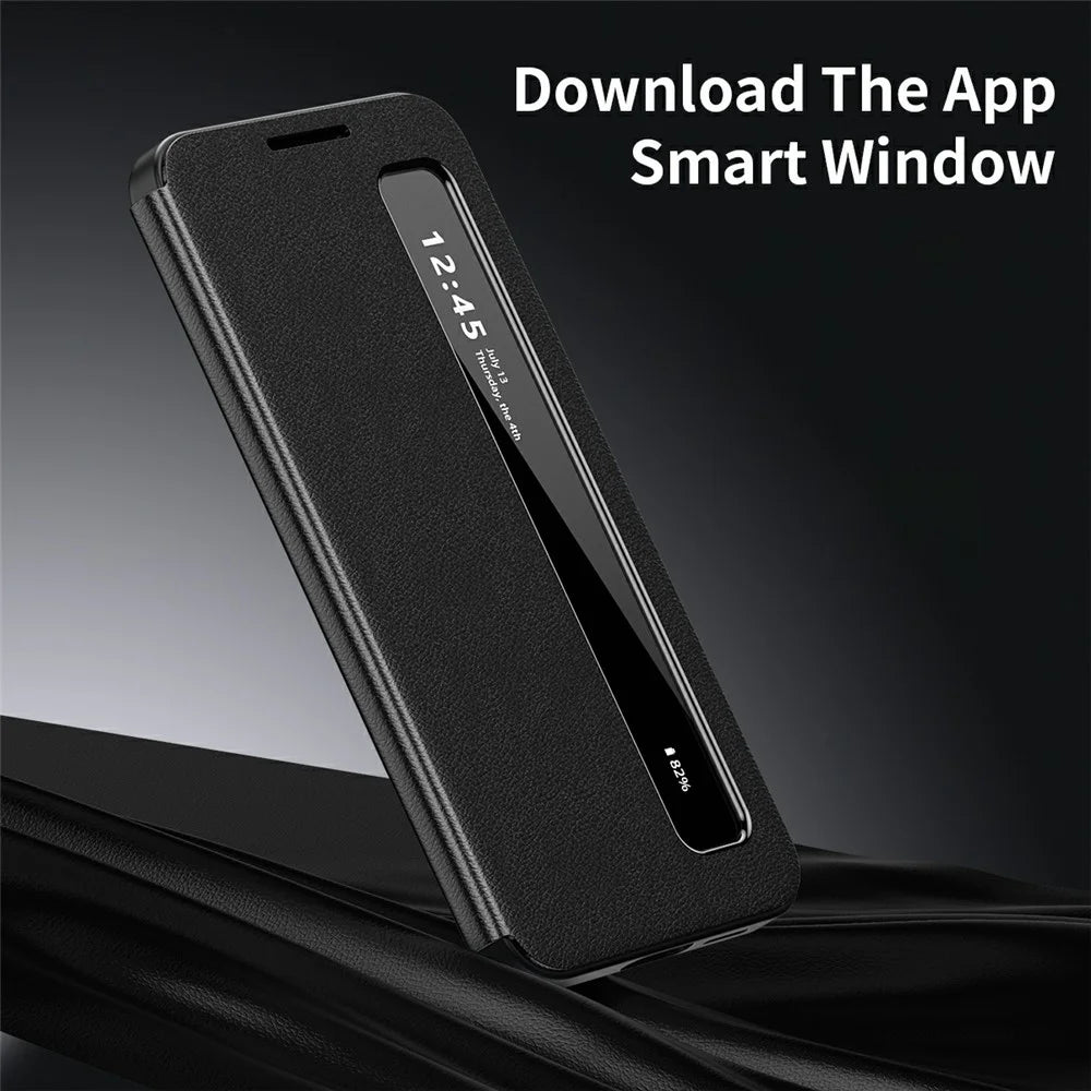 For Samsung Galaxy S22+ 5G Case Smart View Window Leather Phone Cover - Black - 2