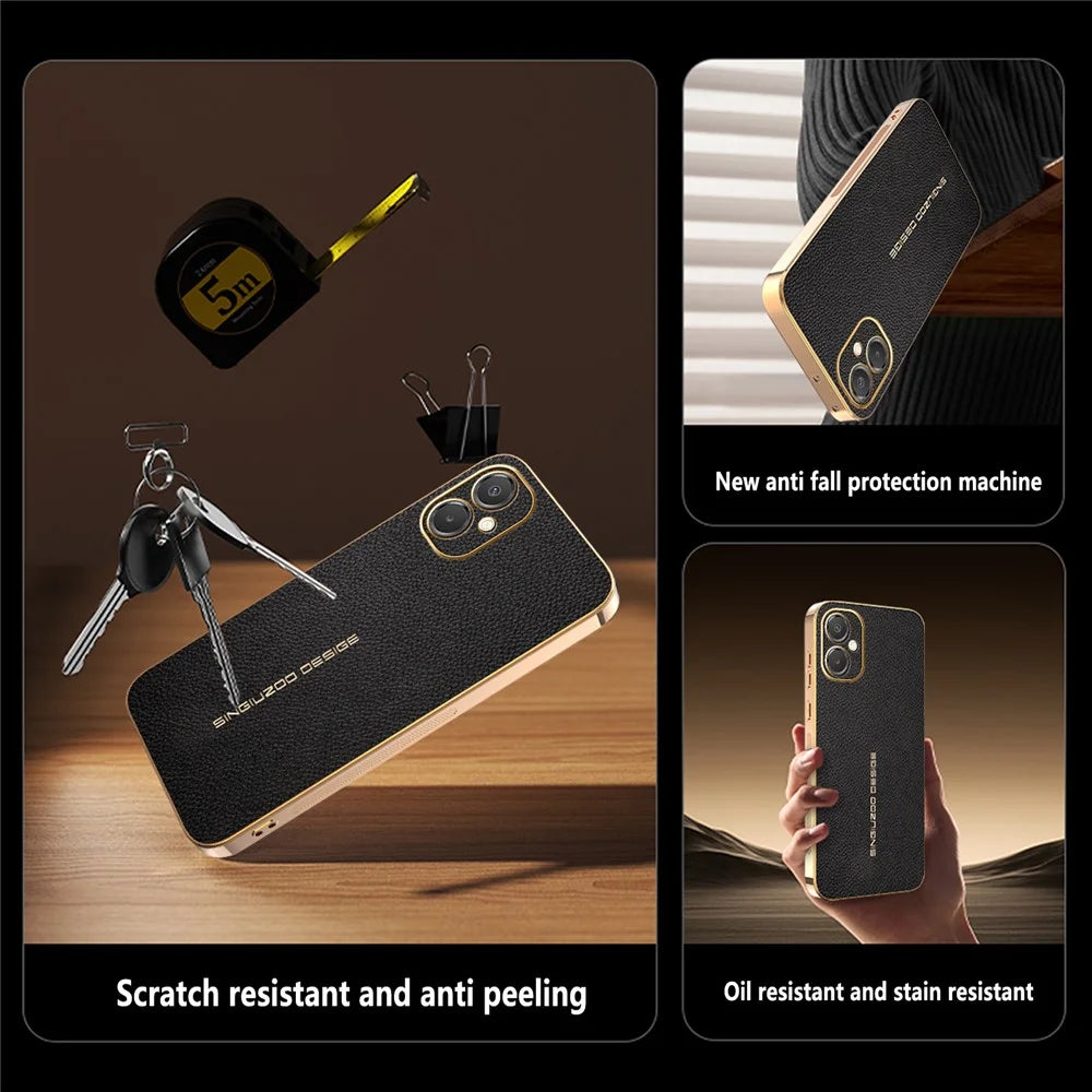 Phone Case For Samsung Galaxy A06 5G  /  F06 5G   /  M06 5G Anti Scratch Litchi Texture TPU Leather PU Phone Back Cover  - Black - 4