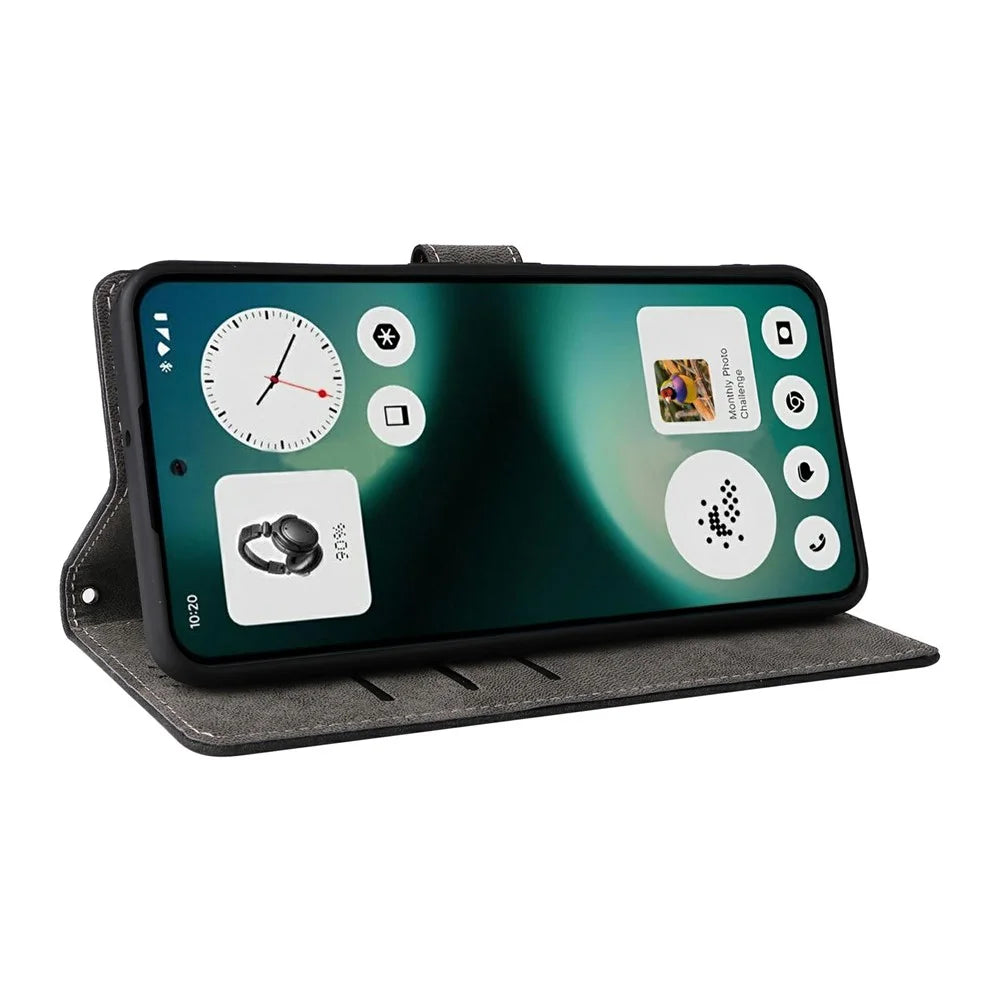 For Nothing Phone (3a) Lite 5G Case Wallet RFID Blocking PU Leather Phone Cover Stand with Strap - Black - 4