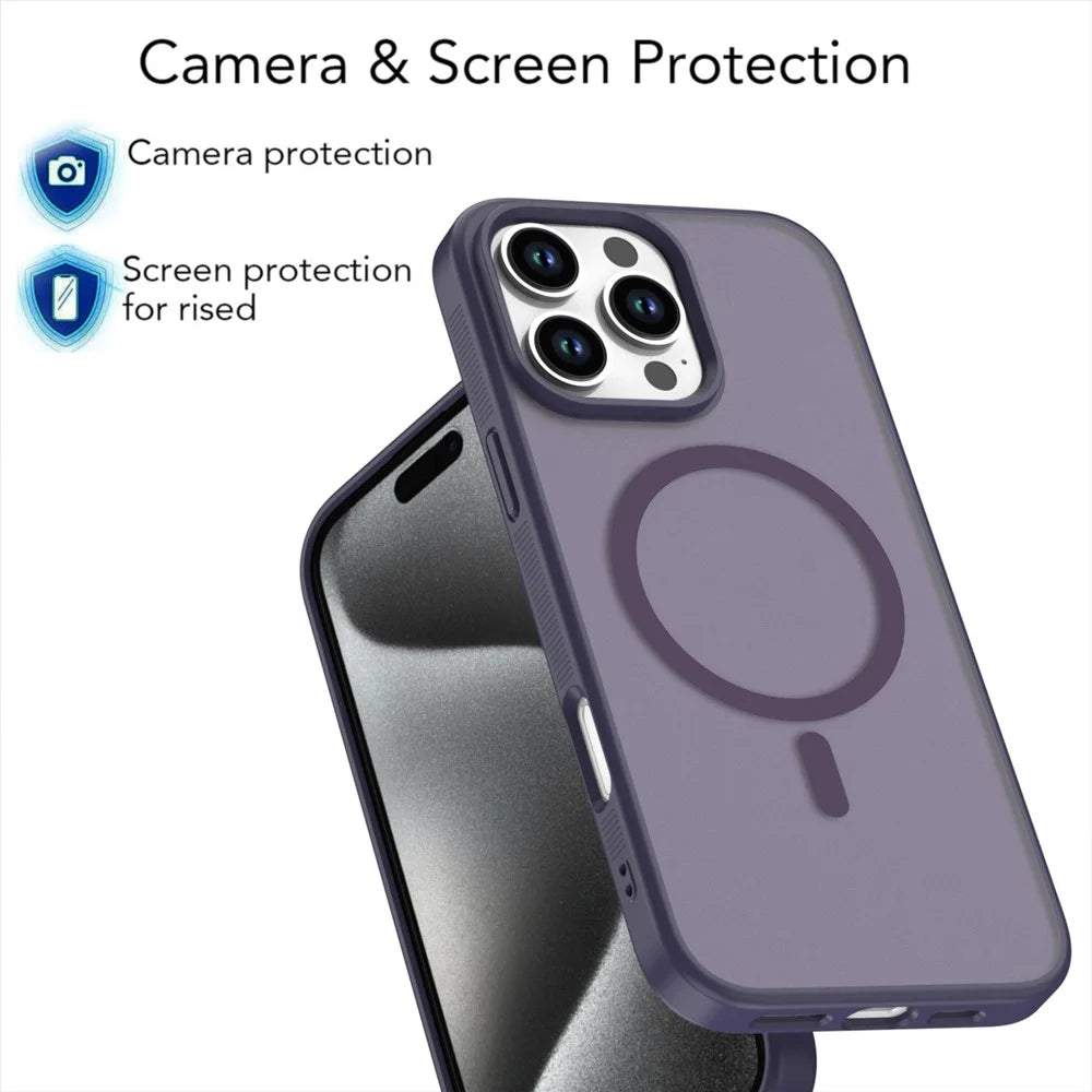 For iPhone 16 Pro Case Compatible with MagSafe Skin Touch TPU Acrylic Phone Back Cover - Sapphire - 3