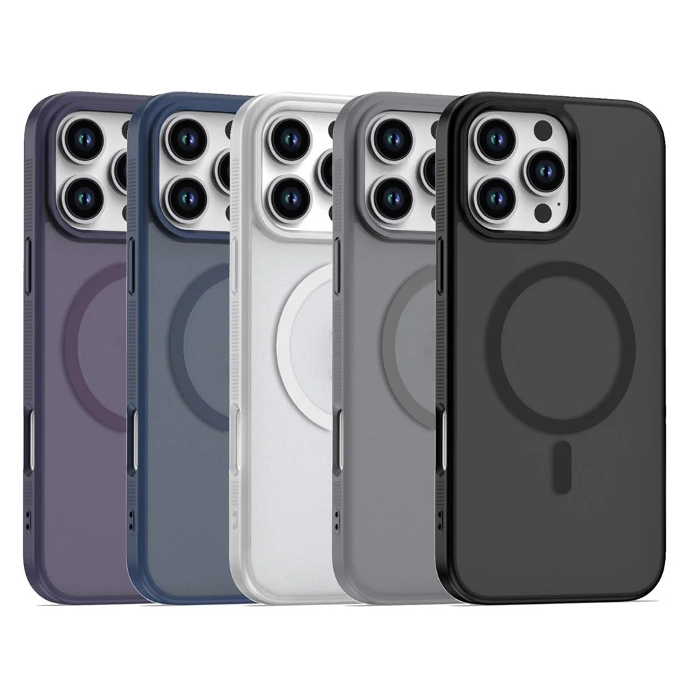 For iPhone 16 Pro Case Compatible with MagSafe Skin Touch TPU Acrylic Phone Back Cover - Sapphire - 6