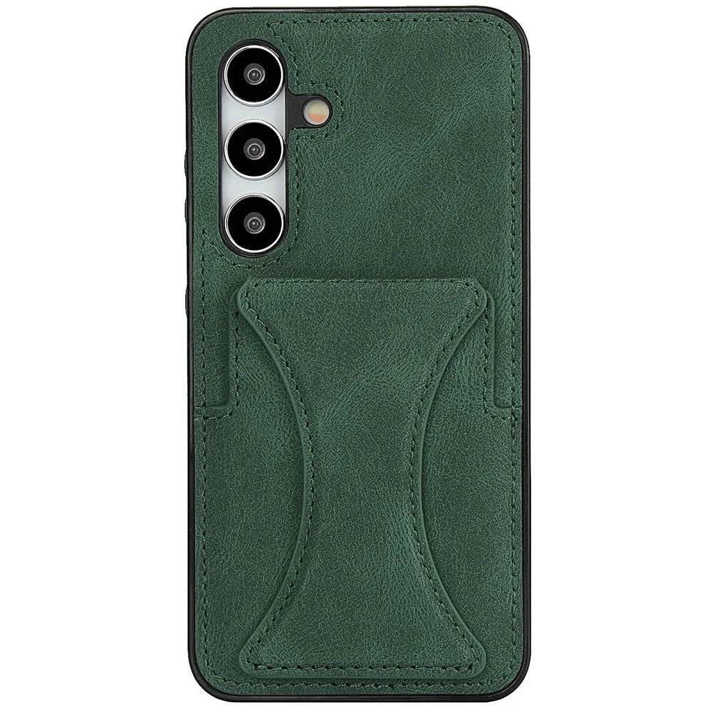 For Samsung Galaxy S26+Case Leather + TPU Phone Cover with Card Holder Kickstand - Green - 4