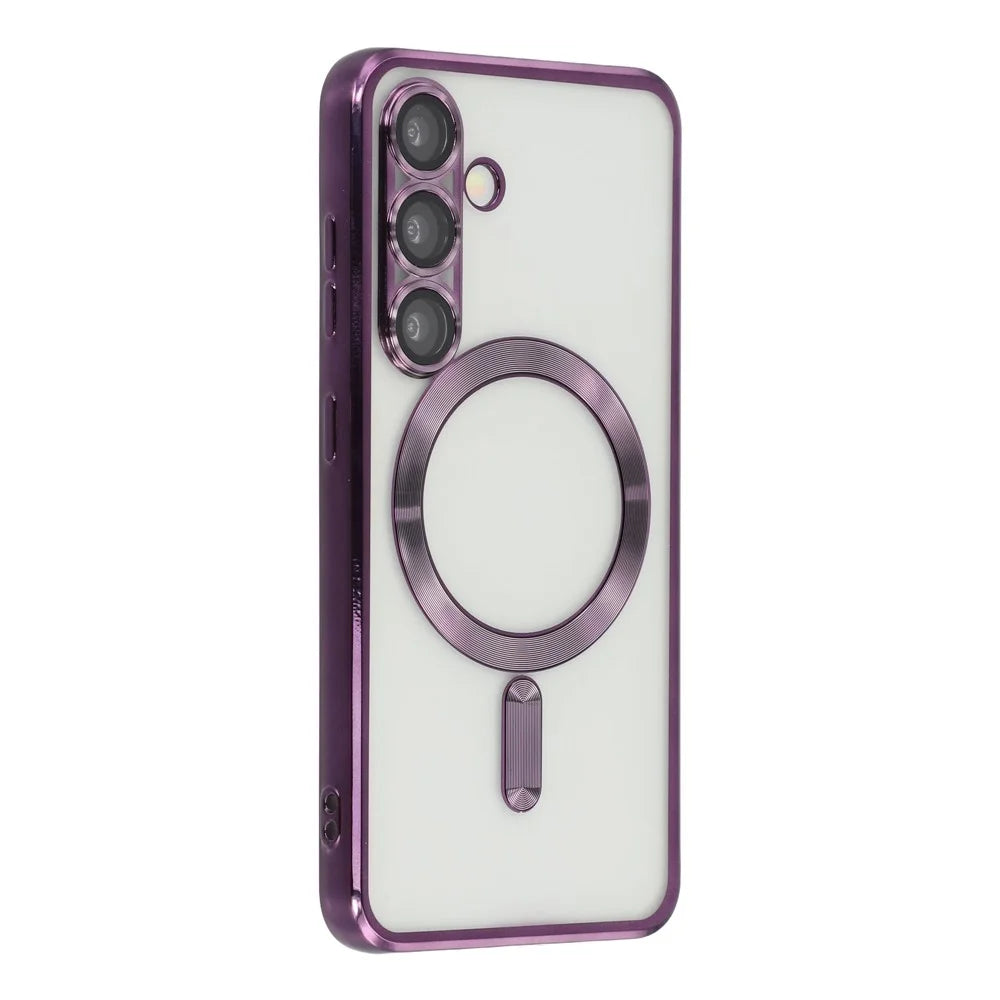For Samsung Galaxy S26+ Magnetic Case CD Veins Glass Lens Guard TPU Phone Back Cover - Purple - 1