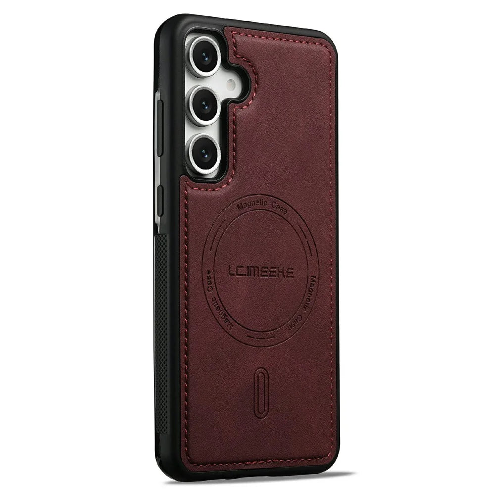 LC.IMEEKE L6 For Samsung Galaxy A37 5G Magnetic Case PU Leather Coated PC TPU Phone Cover - Red - 1