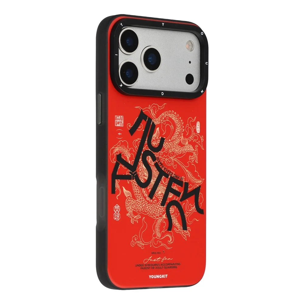 YOUNGKIT Loong Horse Spirit Series For iPhone 17 Pro Max Magnetic Case Skin Touch TPU PC Phone Cover - Red - 1