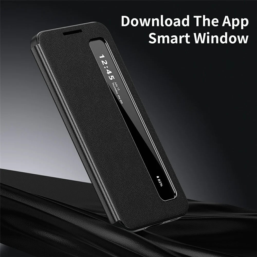 For Samsung Galaxy A17 5G / 4G Case Smart View Window Leather Phone Cover - Black - 2