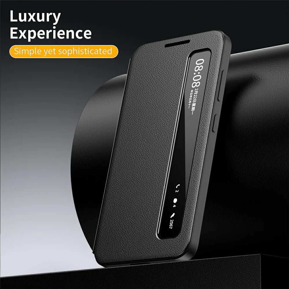 For Samsung Galaxy A17 5G / 4G Case Smart View Window Leather Phone Cover - Black - 7