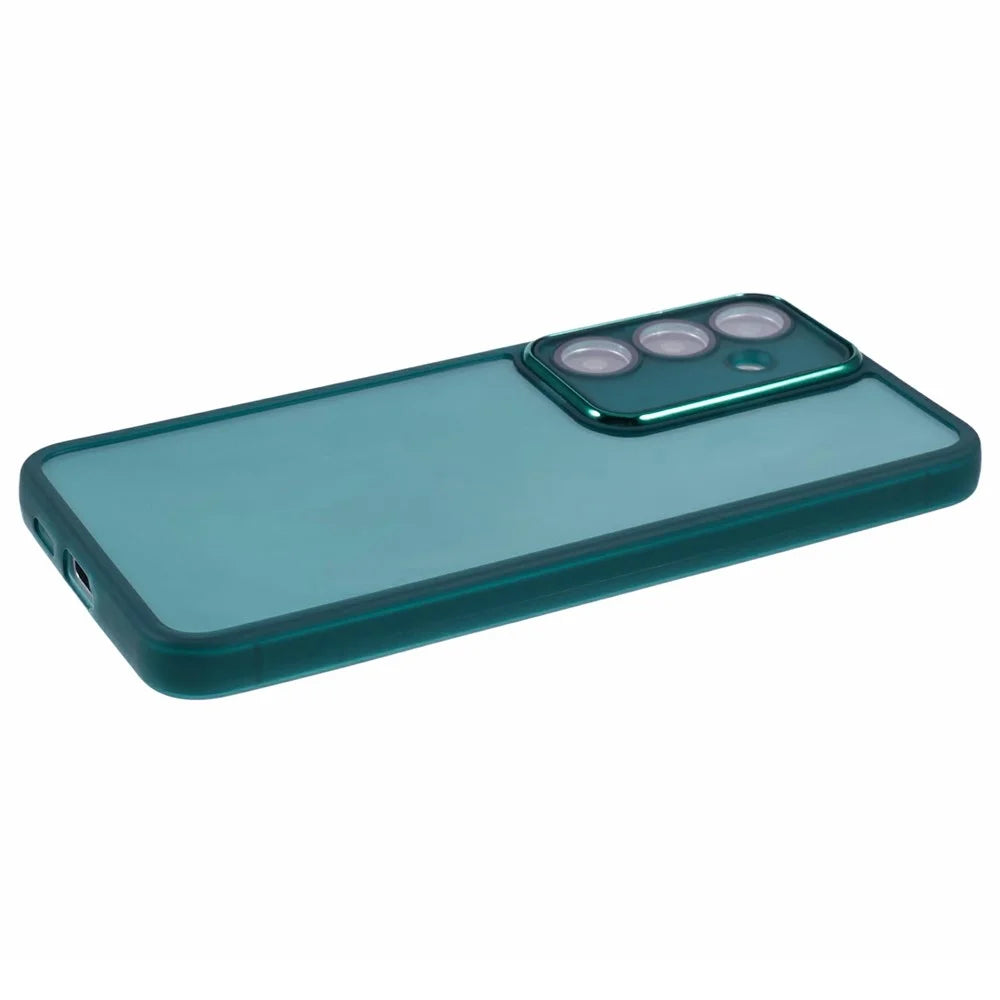 For Samsung Galaxy S26 Case Electroplated Camera Frame TPU Phone Cover - Transparent Army Green - 5