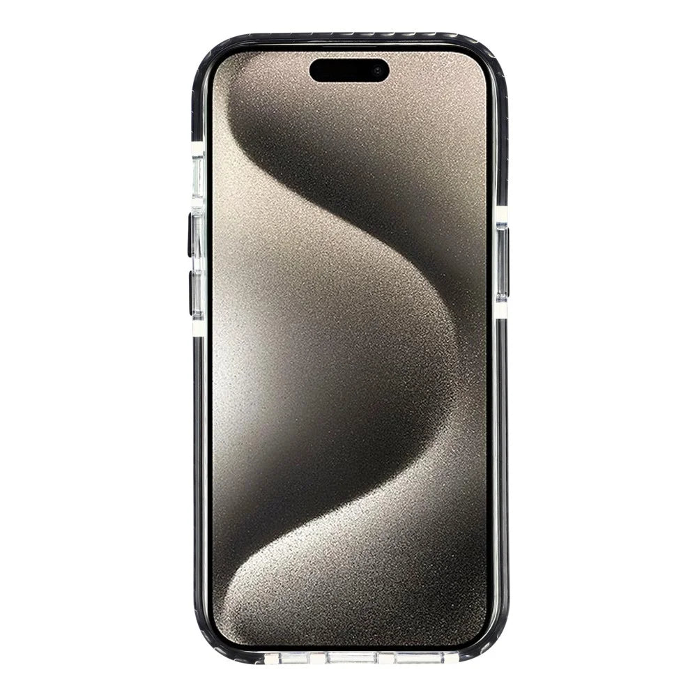 For iPhone 15 Magnetic Case TPU PC Clear Phone Cover with Metal Buttons - Black - 2