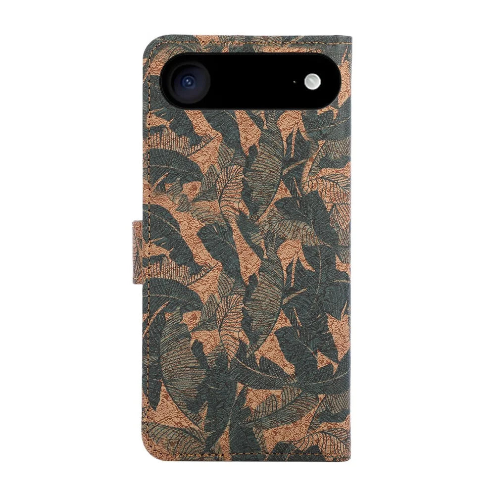 For iPhone Air Leather Wallet Case Bohemian-style TPU PU Phone Cover with Stand - Autumn Leaves - 6