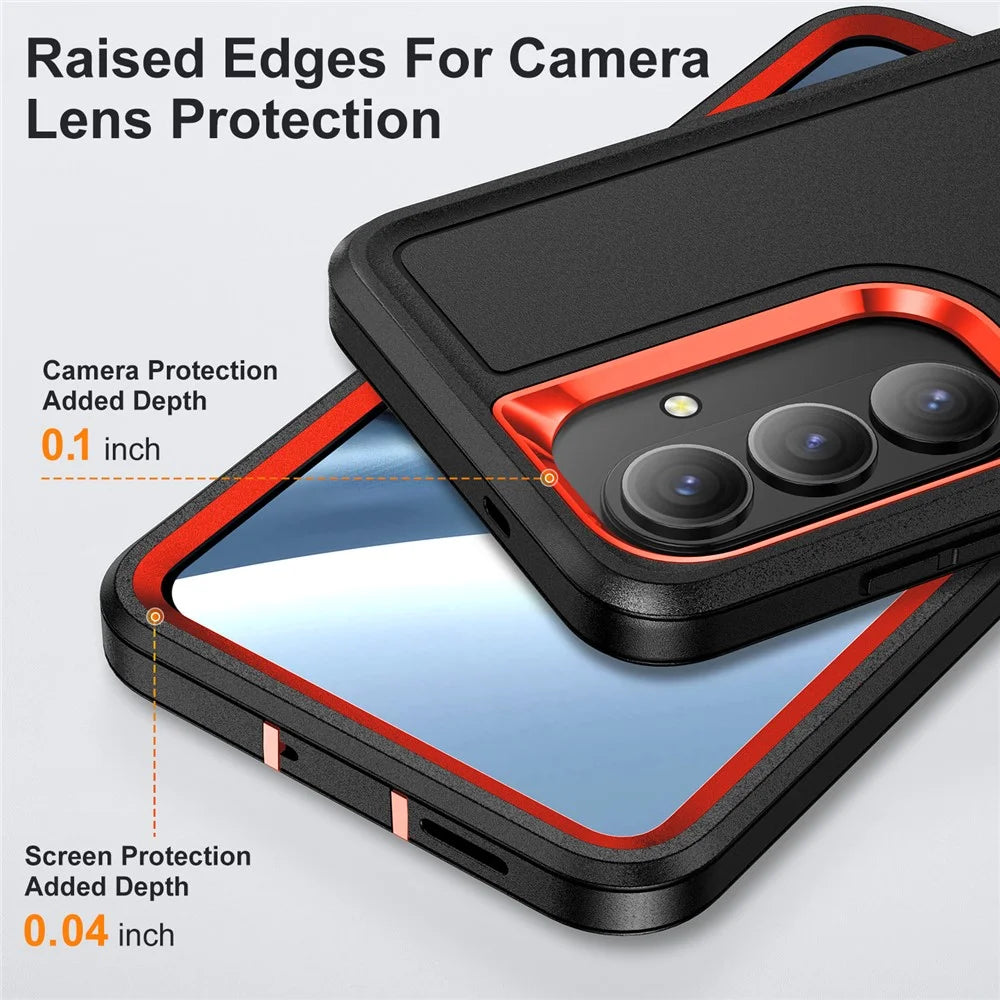 For Samsung Galaxy S26 Case PC + Silicone + EVA Anti-Drop Kickstand Phone Cover - Black  /  Orange - 5