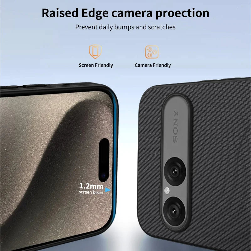 WANLONFENG For Sony Xperia 10 VII  TQ Series Magnetic Case Carbon Fiber Texture PC TPU Phone Cover (Big Lens Hole) - Black - 3
