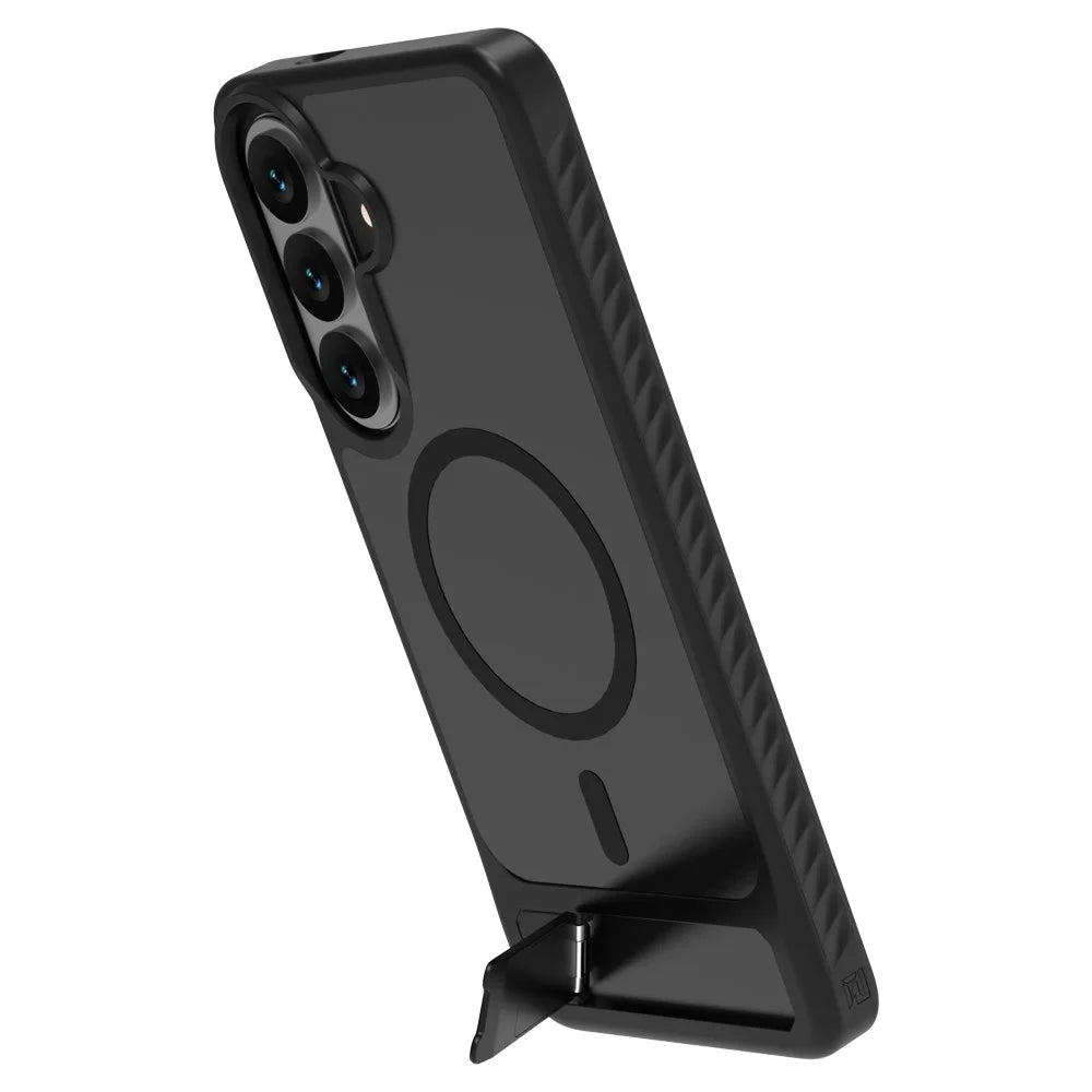 LEREACH Le-Chic Series for Samsung Galaxy S26 Magnetic Case TPU + PC Kickstand Phone Cover - Black - 2
