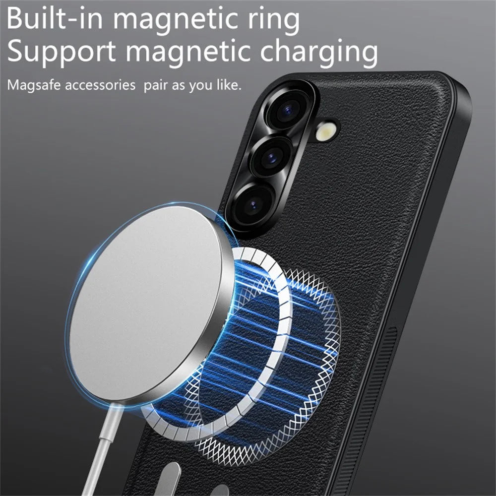 For Samsung Galaxy A57 5G Case PU TPU PC Phone Back Cover with Metal Lens Frame - Black - 3