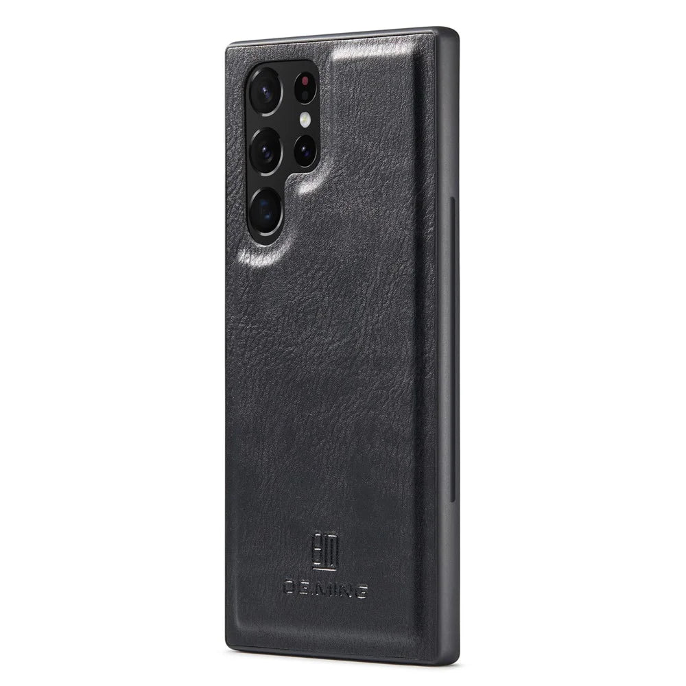 DG.MING For Samsung Galaxy S23 Ultra Detachable Magnetic Case Split Leather Phone Wallet Stand Protective Cover - Black - 7