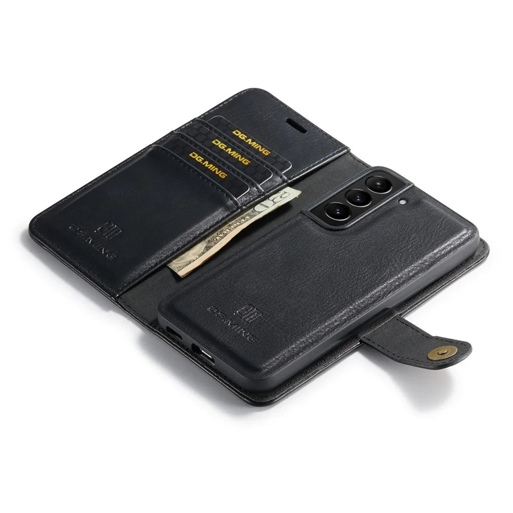 DG.MING For Samsung Galaxy S23+ Split Leather Stand Phone Case Stand Feature Magnetic Clasp Cover - Black - 6