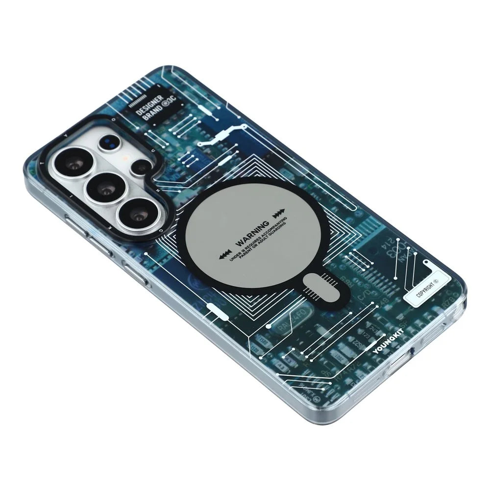YOUNGKIT Technology Series for Samsung Galaxy S26 Ultra Magnetic Case Hard PC IMD Phone Cover - Black - 4