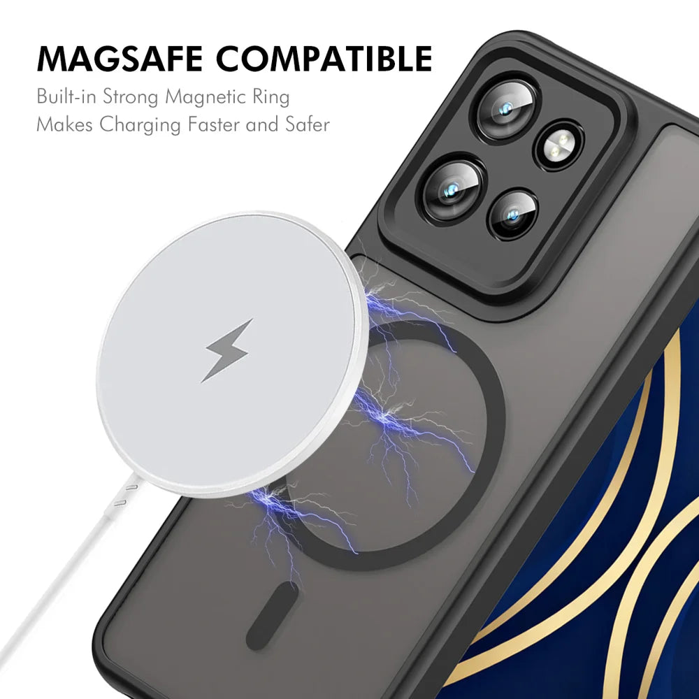 ENKAY HAT PRINCE For Motorola Edge 60 Neo 5G / Edge 50 Neo 5G Magnetic Case with 9H Tempered Glass PC TPU Matte Phone Cover - Black - 2
