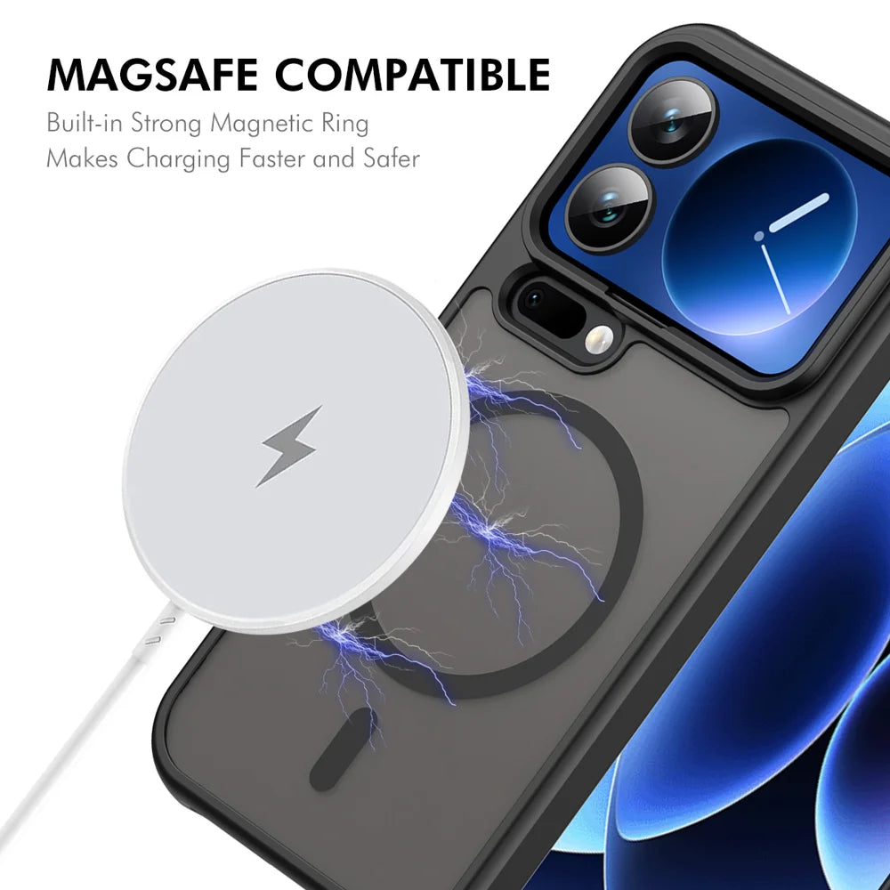 ENKAY HAT PRINCE For Xiaomi 17 Pro   Magnetic Case with Tempered Glass Support Ultrasonic Unlocking PC TPU Matte Phone Cover - Black - 2
