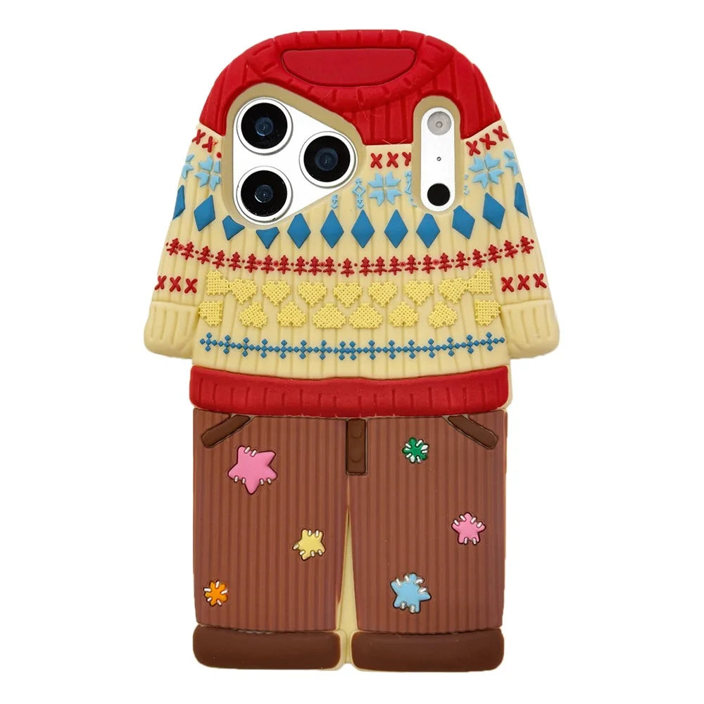 For iPhone 18 Pro / 17 Pro Case Cute Sweater Design Shockproof Silicone Phone Back Cover - 1