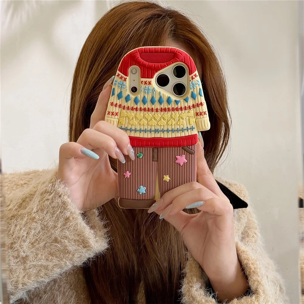 For iPhone 18 Pro / 17 Pro Case Cute Sweater Design Shockproof Silicone Phone Back Cover - 5