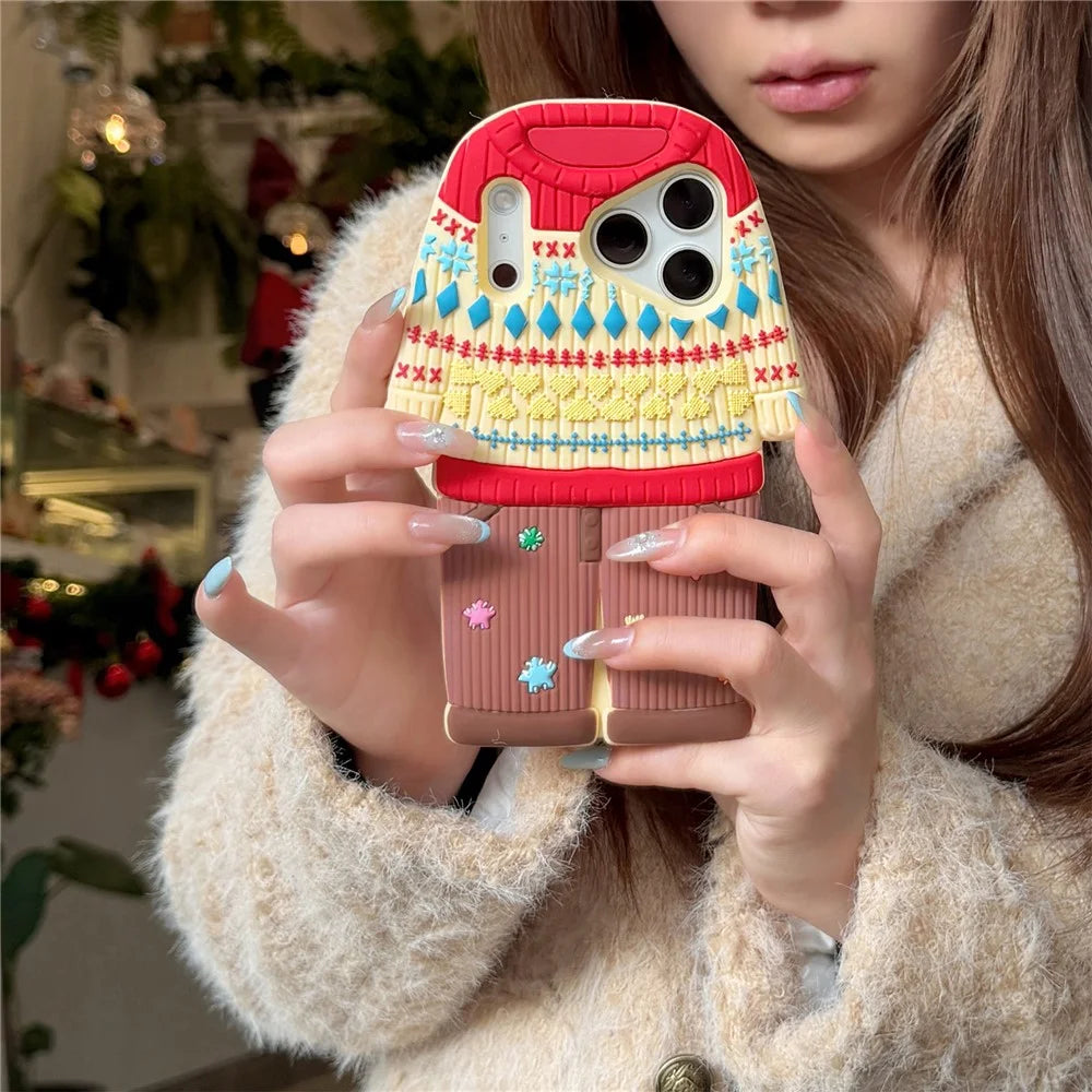 For iPhone 18 Pro Max / 17 Pro Max Case Cute Sweater Design Shockproof Silicone Phone Back Cover - 2