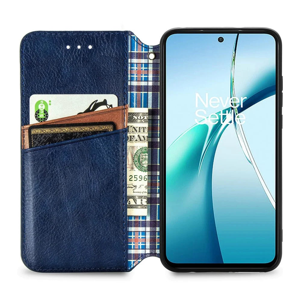 For T-Mobile REVVL 8 Case Rhombus Imprint PU Leather Wallet Phone Cover - Blue - 2