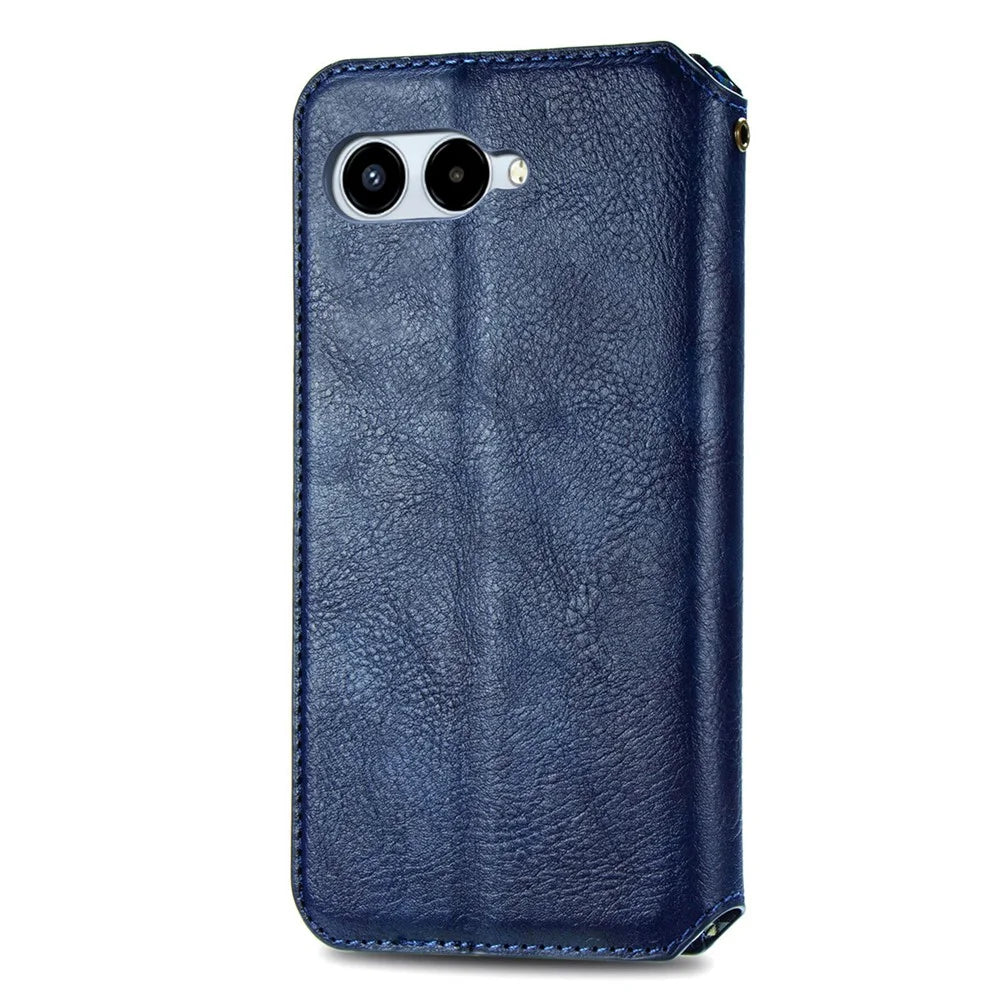 For T-Mobile REVVL 8 Case Rhombus Imprint PU Leather Wallet Phone Cover - Blue - 6