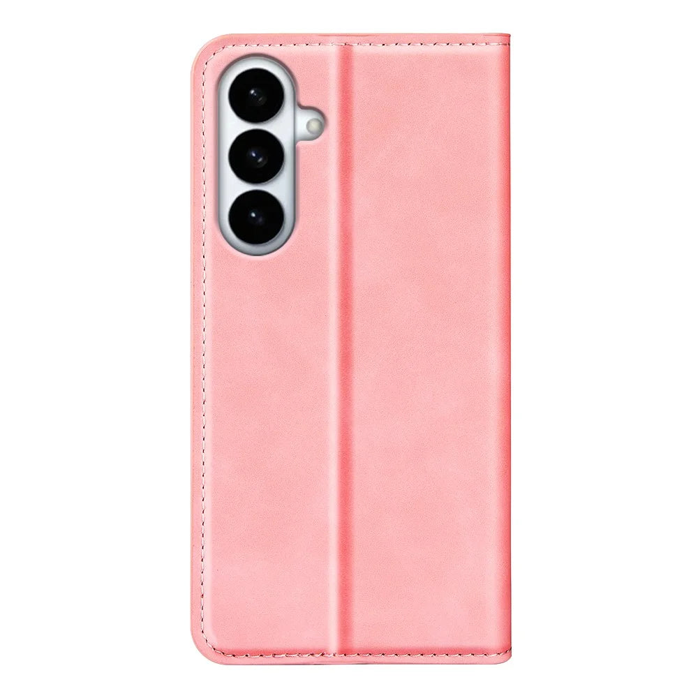 For Samsung Galaxy S26+ Case Skin Touch Leather Wallet Phone Cover - Pink - 6