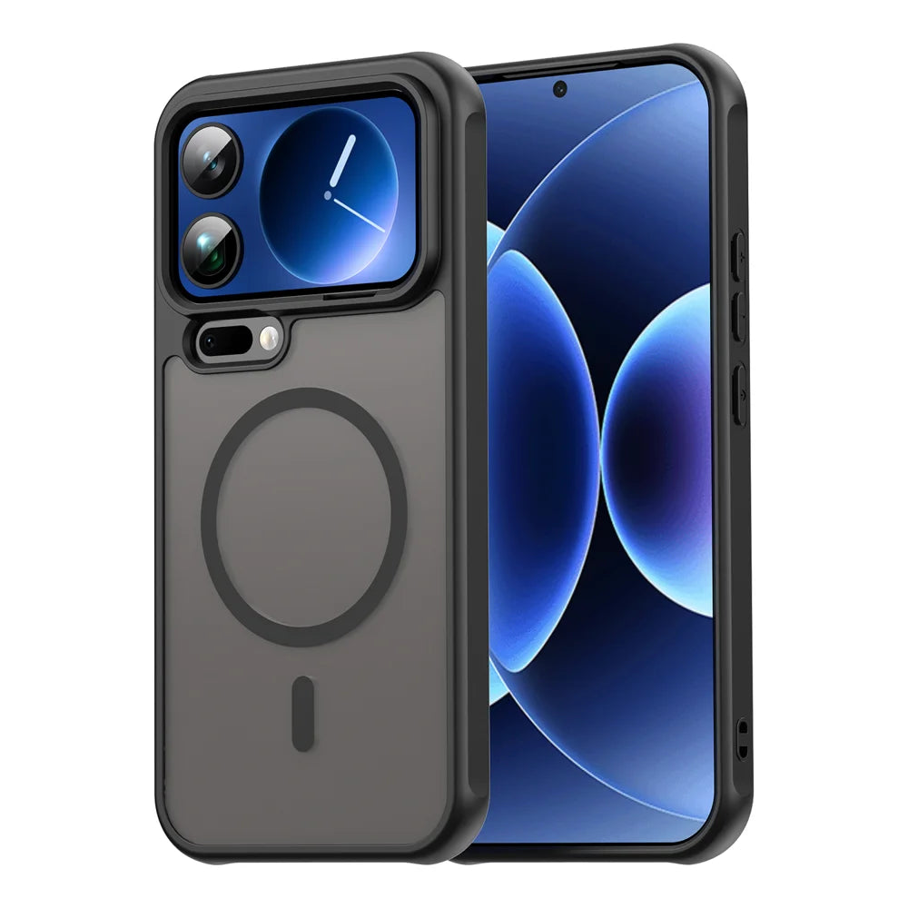 WANLONFENG For Xiaomi 17 Pro Magnetic Case FD Series PC TPU Skin Touch Anti-drop Large Lens Phone Back Cover with Tempered Glass - Black - 2