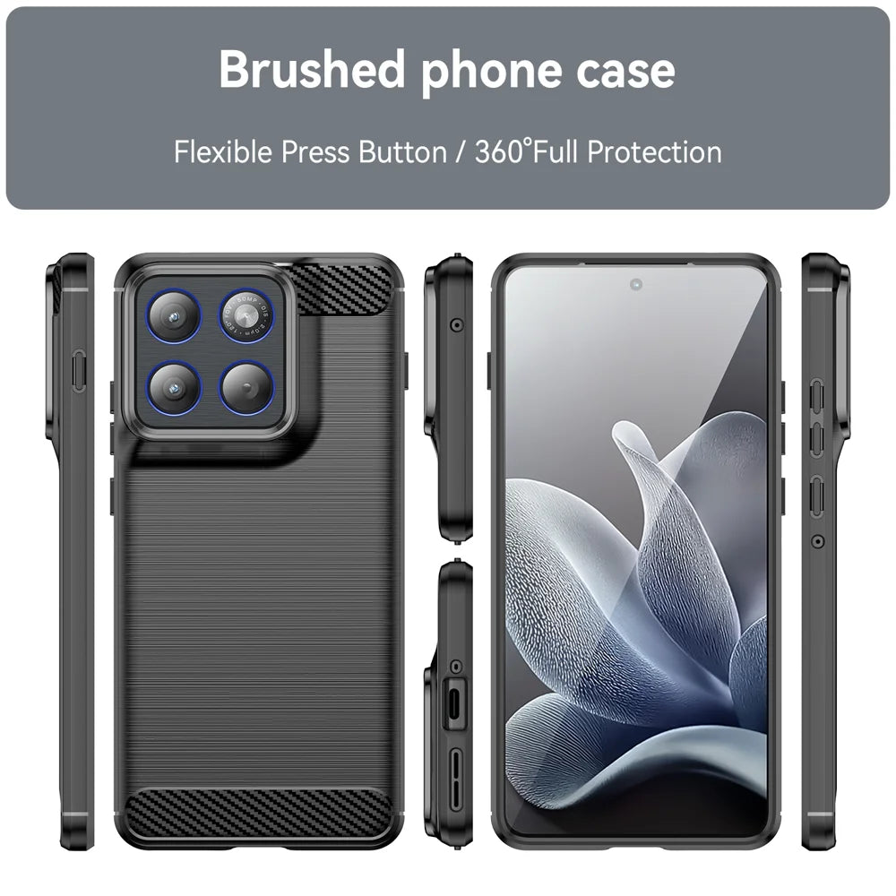 WANLONFENG For Motorola Edge 70 5G Case with Screen Film  LS Series Big Lens Hole Brushed Texture TPU Phone Cover - Black - 3