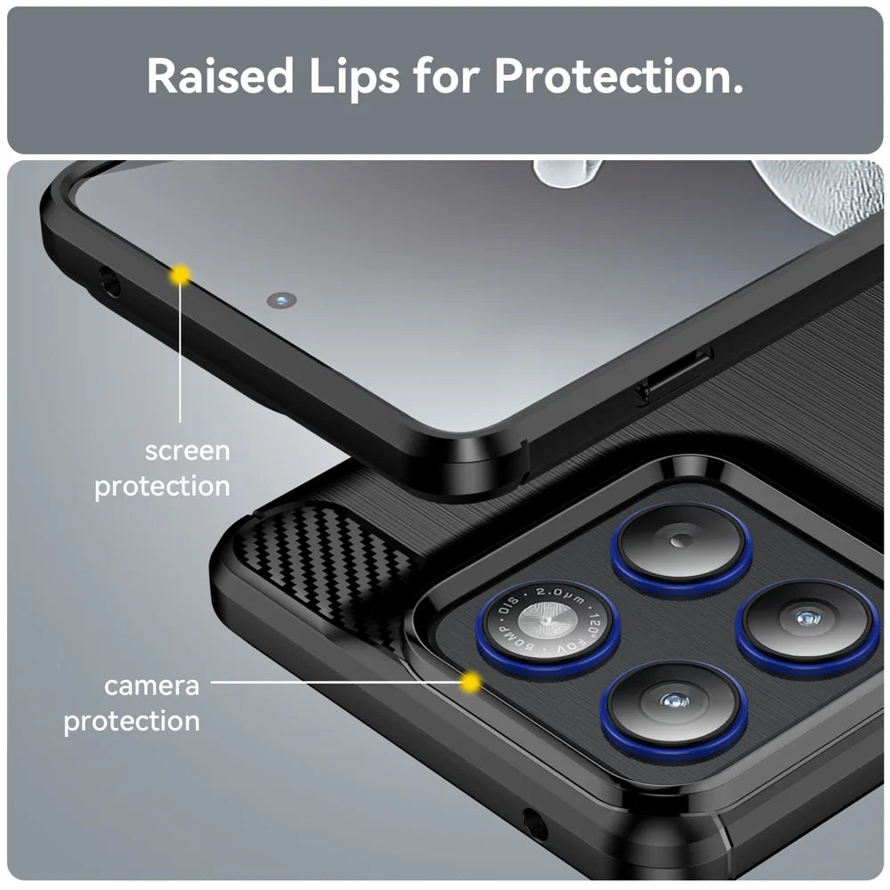 WANLONFENG For Motorola Edge 70 5G Case with Screen Film  LS Series Big Lens Hole Brushed Texture TPU Phone Cover - Black - 7