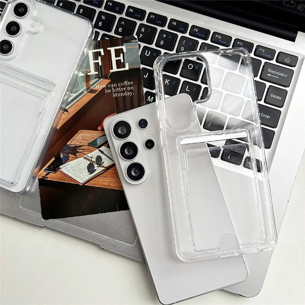 For Samsung Galaxy S26 Ultra Clear Case Acrylic Protective Phone Cover with Card Slot - 3