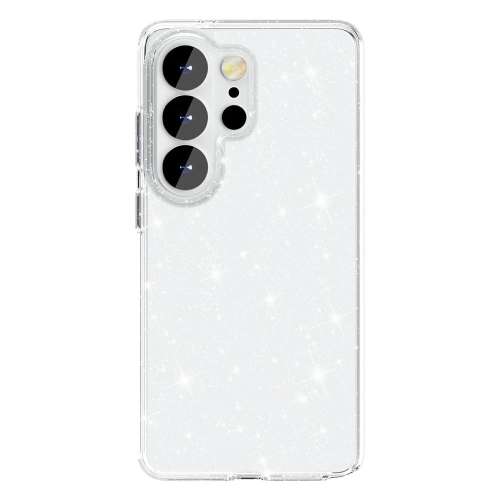 For Samsung Galaxy S26 Ultra Case Sparkly Powder Glitter Shiny Soft TPU + Hard PC Back Cover - White - 1