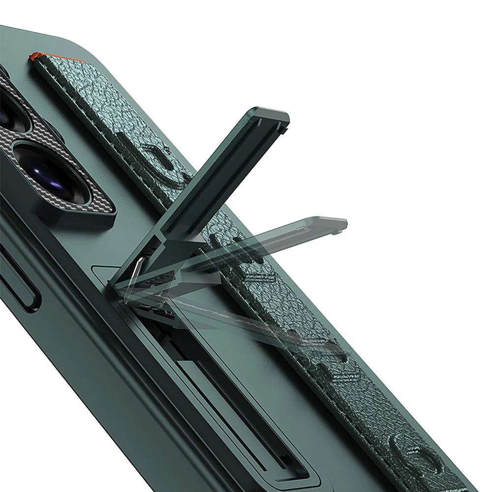 GKK For Samsung Galaxy S26 Ultra Case with Wristband Kickstand PU+Hard PC Protective Phone Cover - Carbon Fiber Texture - 2