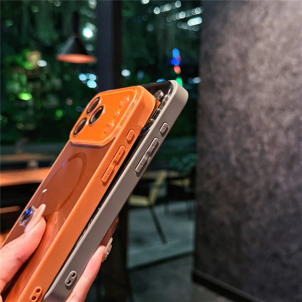 For iPhone 17 Pro Max Magnetic Case Camlet TPU PC Protective Phone Cover Compatible with MagSafe - Orange - 3