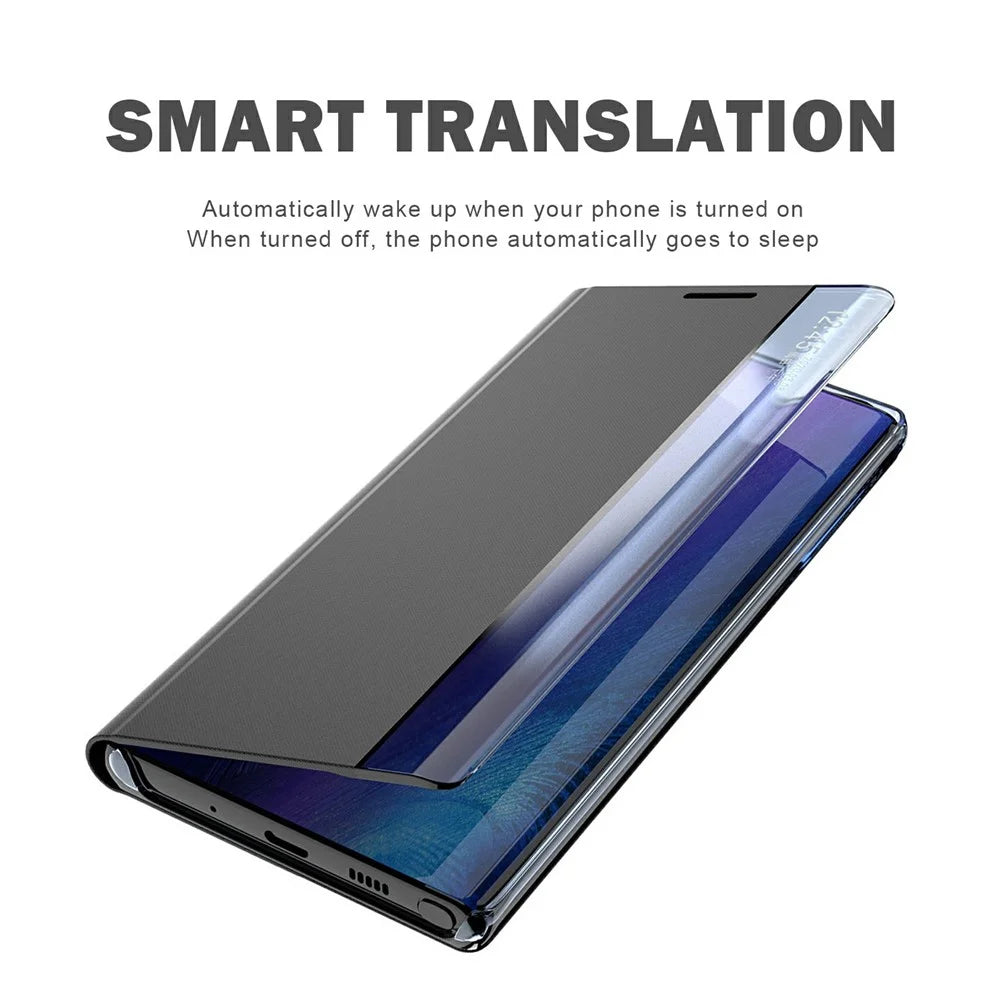 For Samsung Galaxy S26 Ultra Case View Window Scratch-Resistant PU Leather Flip Stand Phone Cover - Black - 6