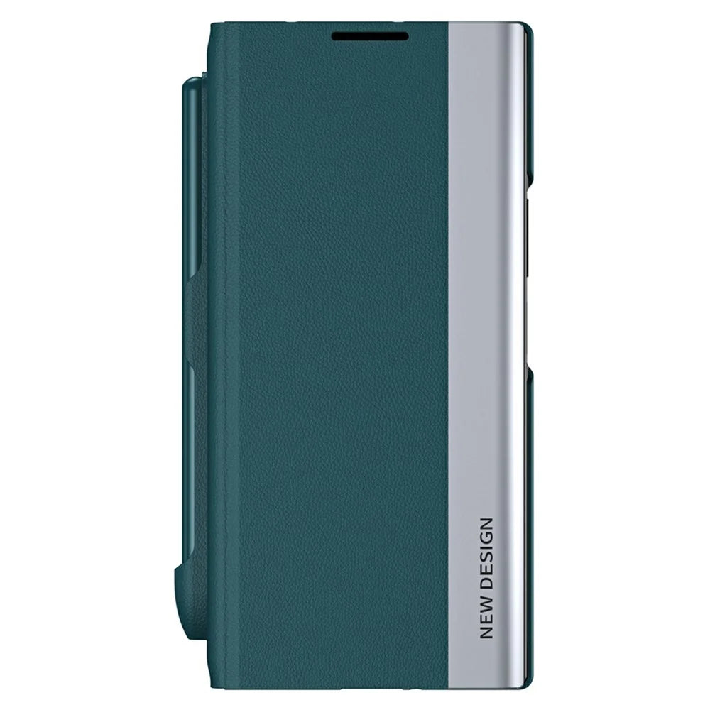 For Samsung Galaxy Z TriFold 5G Case Stand Shockproof Pen Slot PU + PC Phone Cover with Stylus - Green - 2