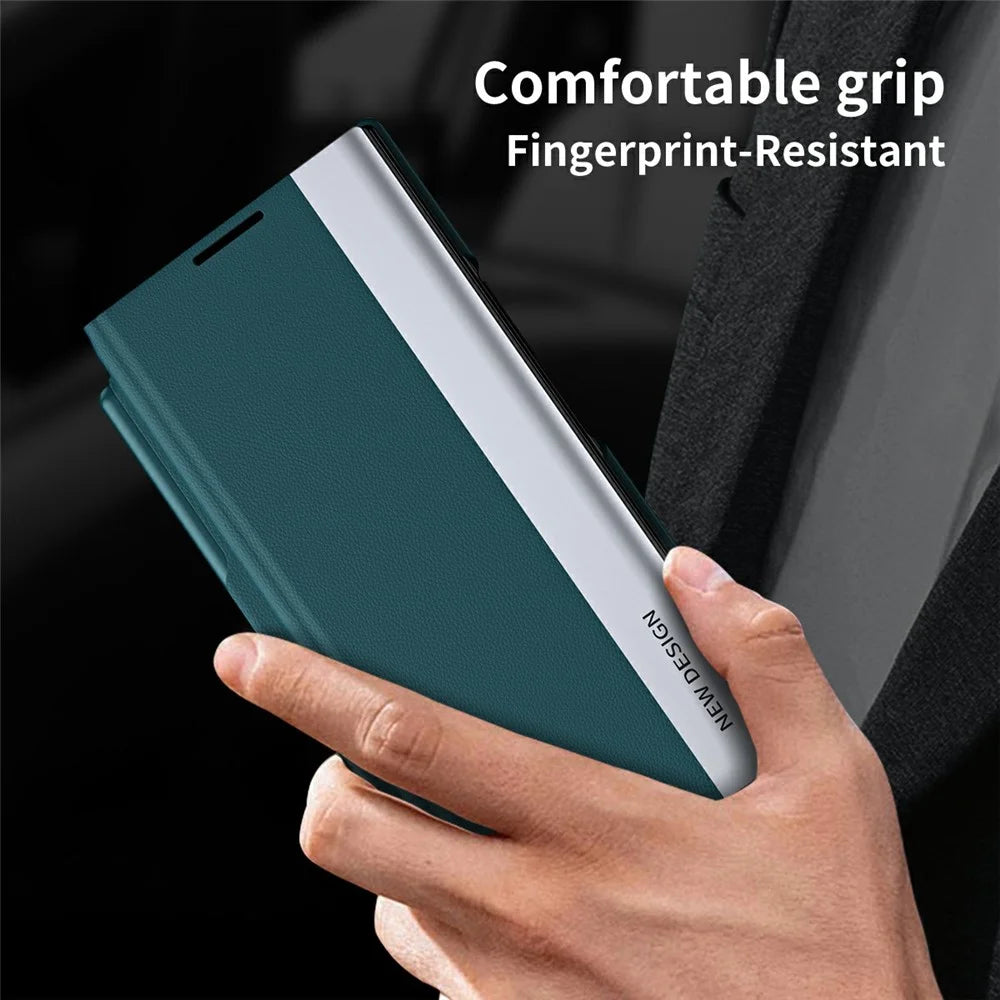 For Samsung Galaxy Z TriFold 5G Case Stand Shockproof Pen Slot PU + PC Phone Cover with Stylus - Green - 4