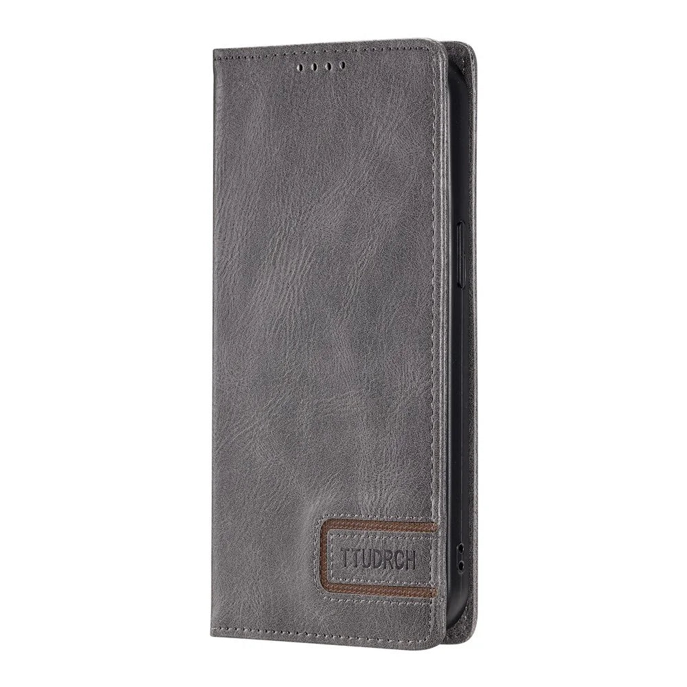 TTUDRCH Style 007 For OnePlus 15R 5G Leather Case RFID Blocking Wallet Stand Phone Cover - Grey - 6
