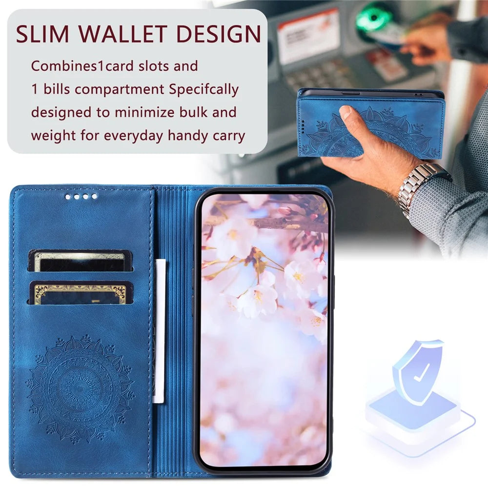 For OnePlus 15R 5G Case Magnetic Closing Leather Phone Cover Pattern Imprinted - Blue - 6